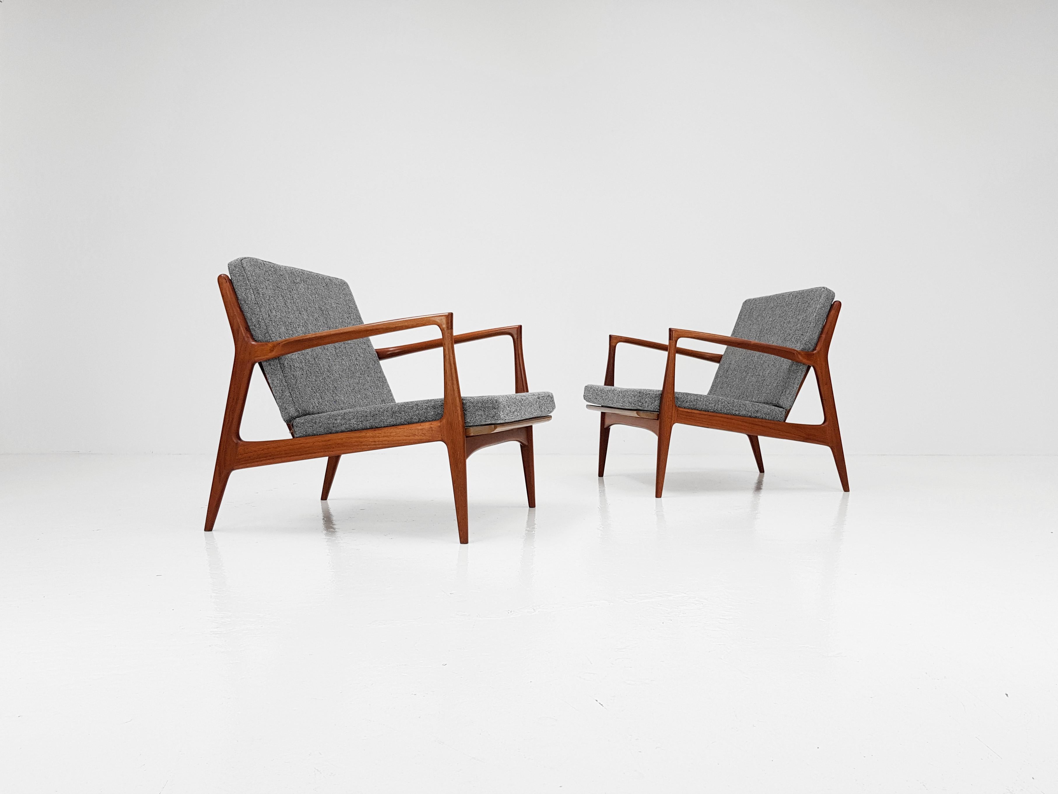 A stunning pair of Danish armchairs by Chr. Jensen of Haslev. Newly upholstered in Kvadrat Hallingdal 126 fabric.

Refinished, reupholstered, rewebbed.

We provide competitive global shipping rates - please contact to discuss.





