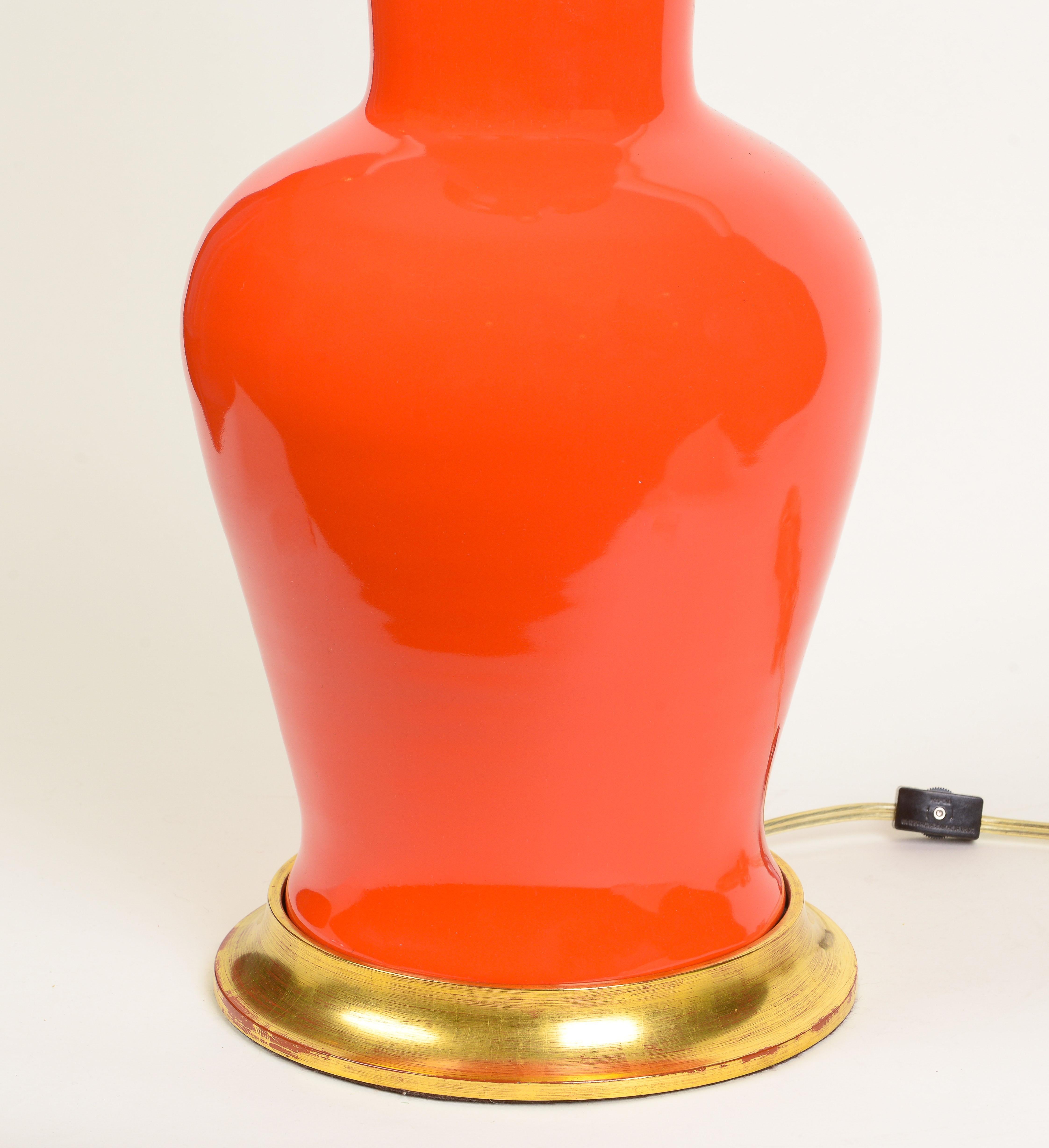 Contemporary A Pair of Christopher Spitzmiller 'Garniture' Ceramic Lamps in Coral For Sale