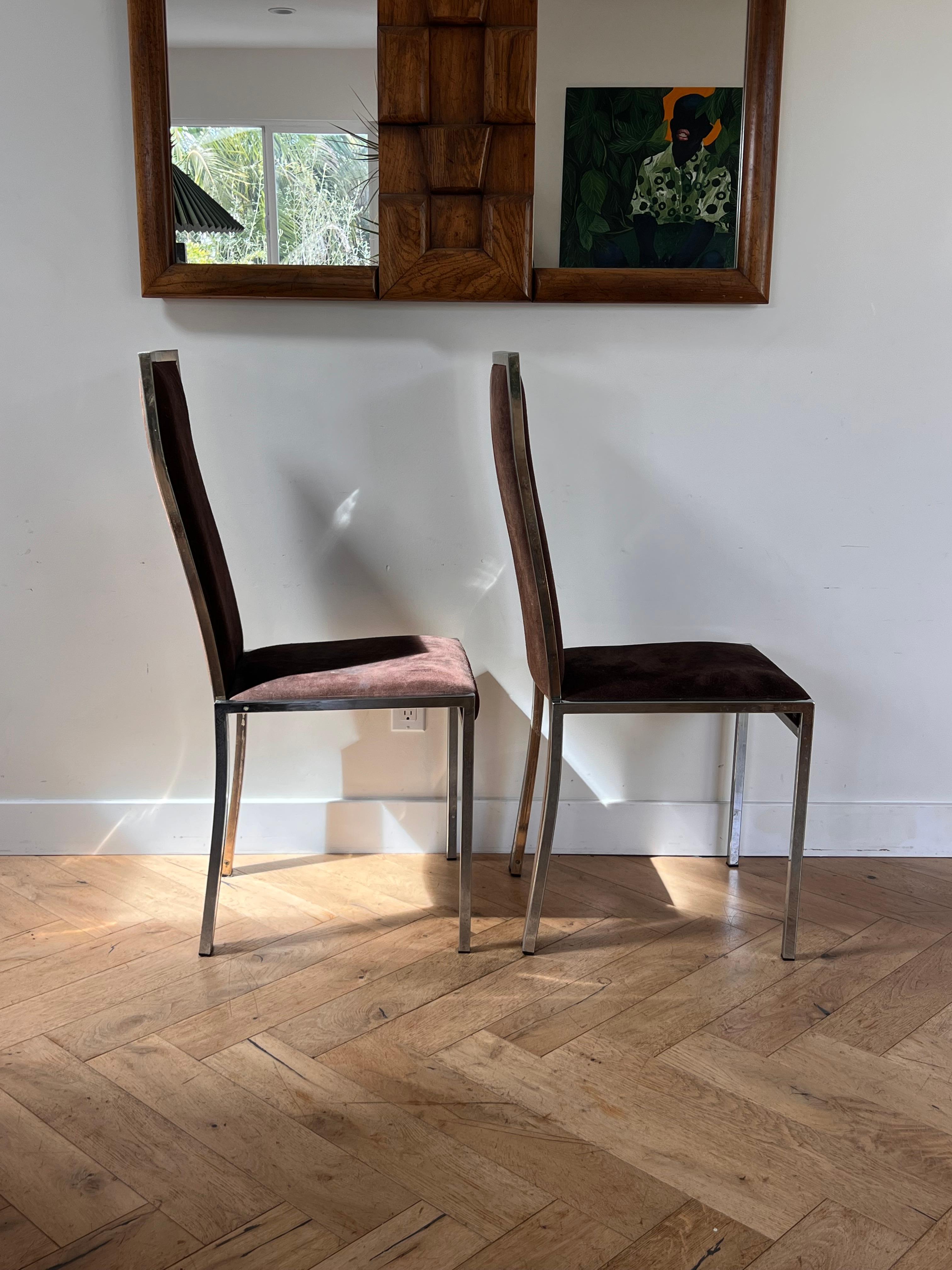 A pair of chrome and suede chairs attr Milo Baughman, circa 1970 3