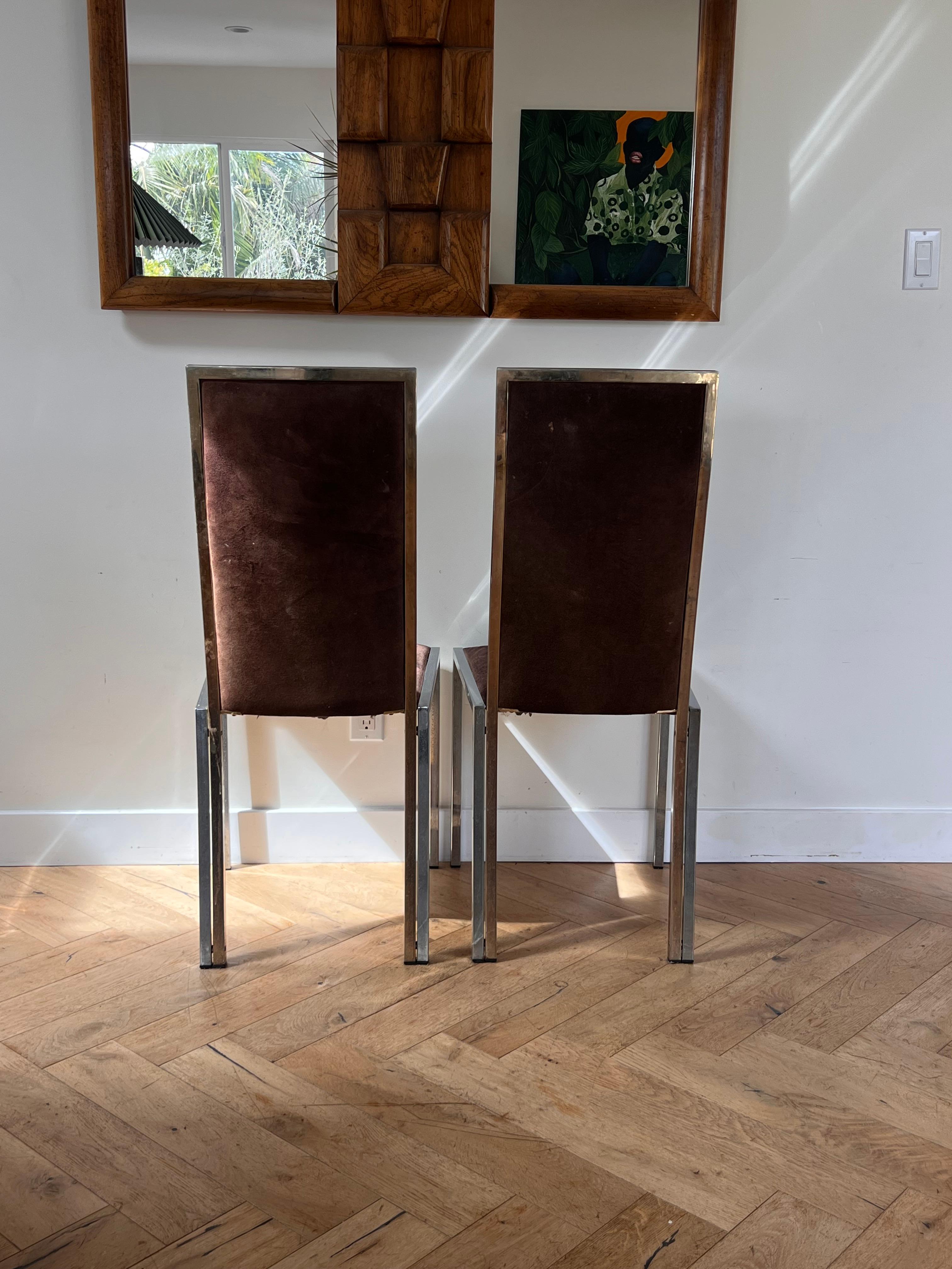 A pair of chrome and suede chairs attr Milo Baughman, circa 1970 4