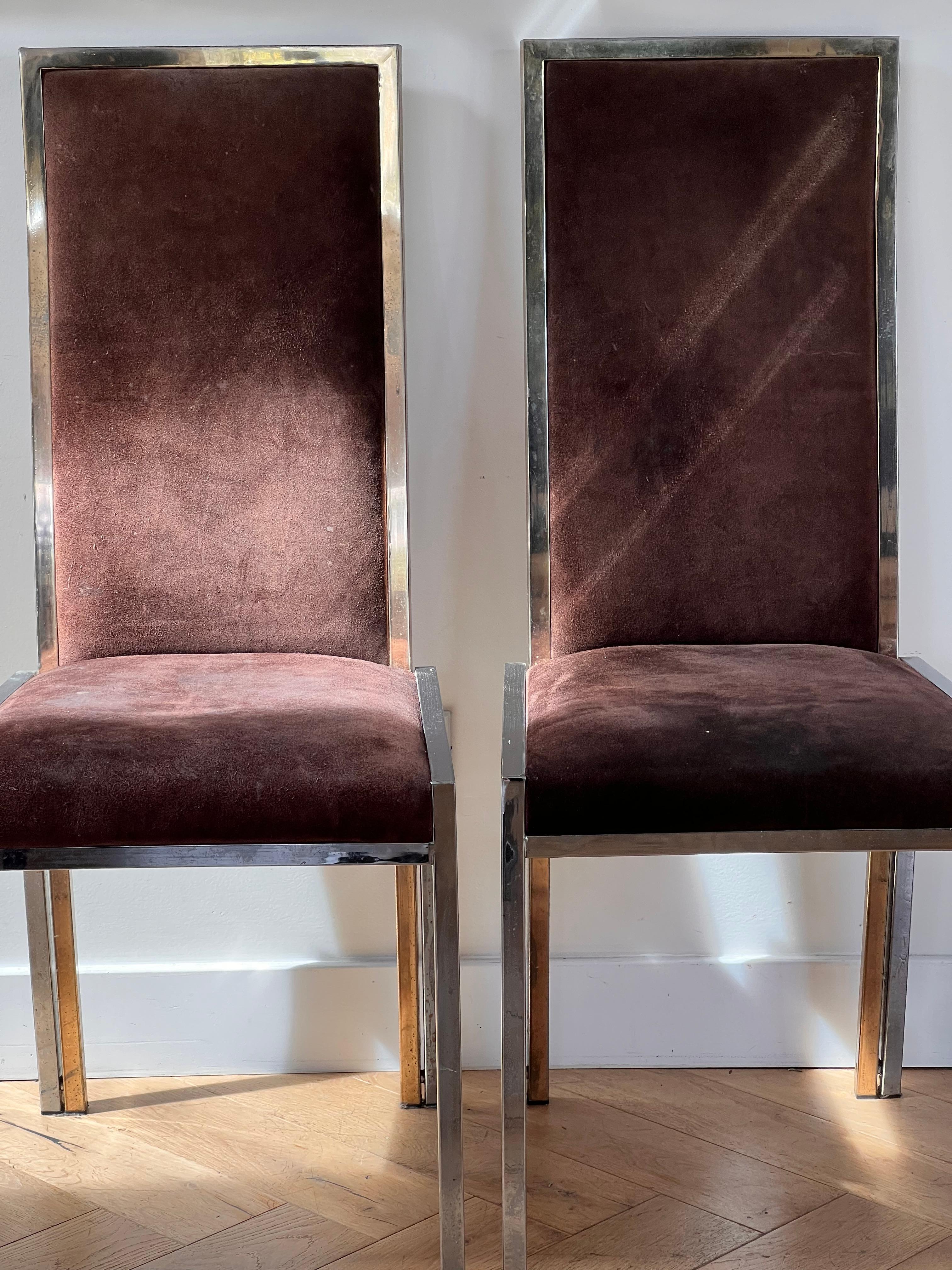 A pair of chrome and suede chairs attr Milo Baughman, circa 1970 8