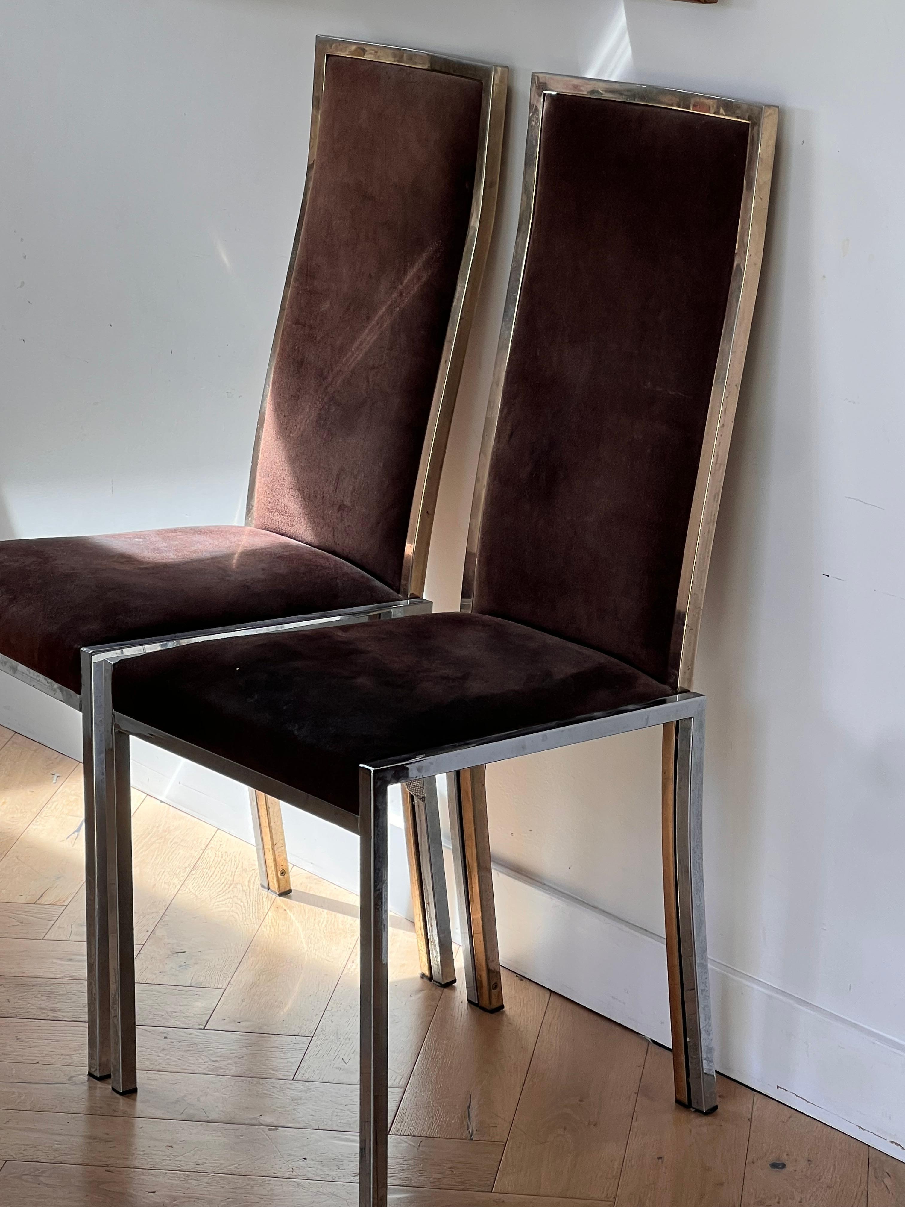 A pair of chrome and suede chairs attr Milo Baughman, circa 1970 11