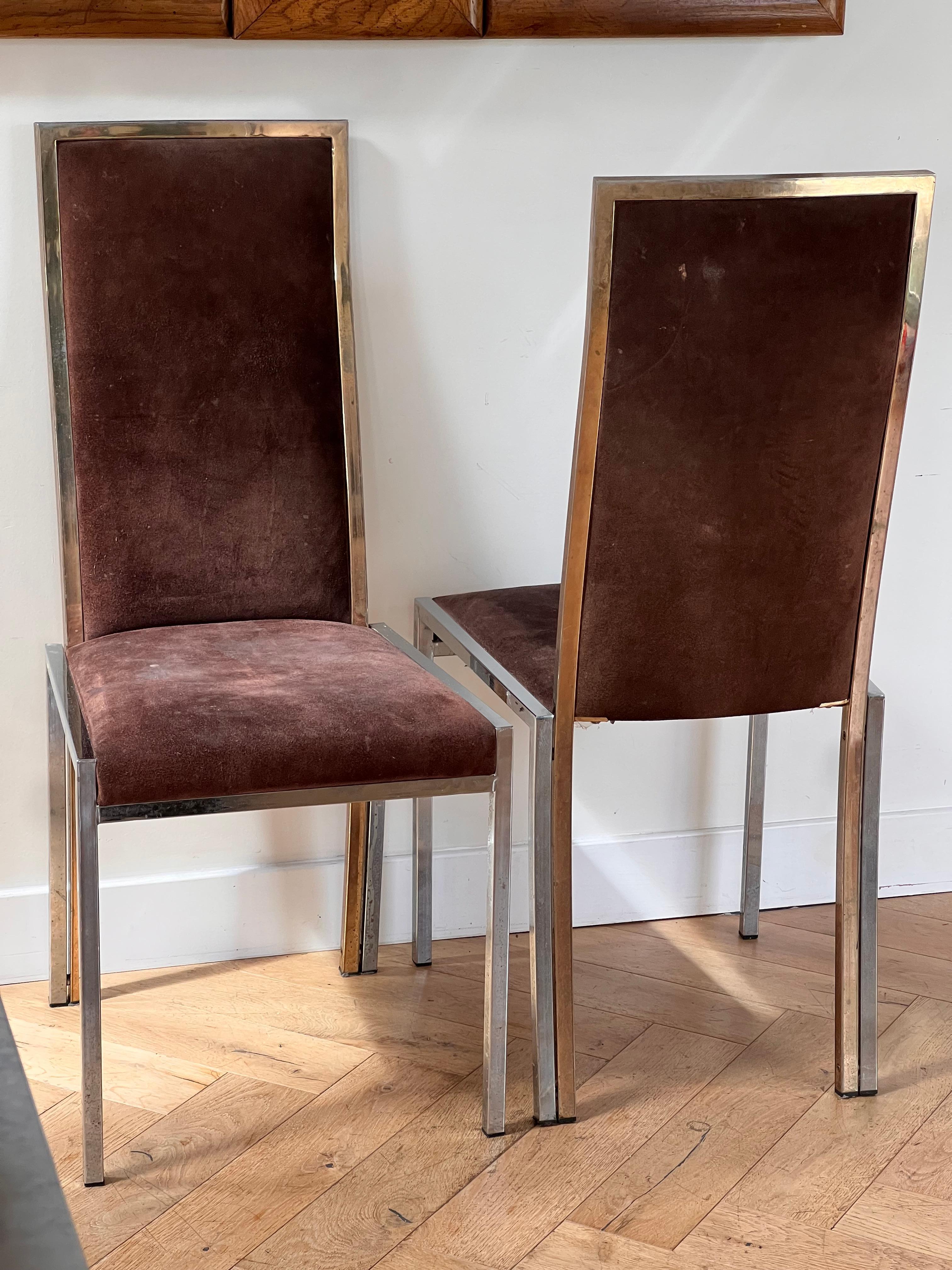 A pair of chrome and suede chairs attr Milo Baughman, circa 1970 12