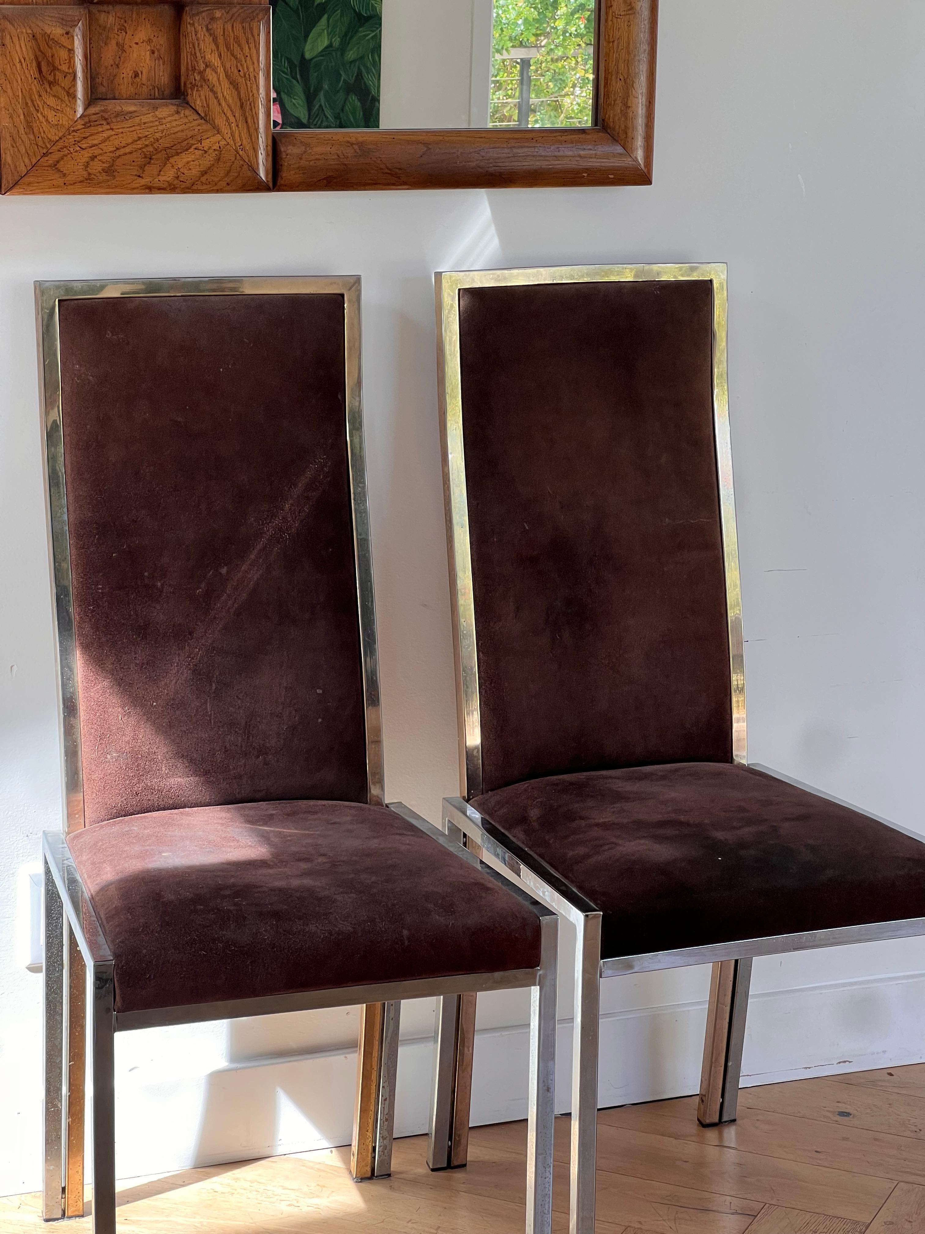 Unknown A pair of chrome and suede chairs attr Milo Baughman, circa 1970