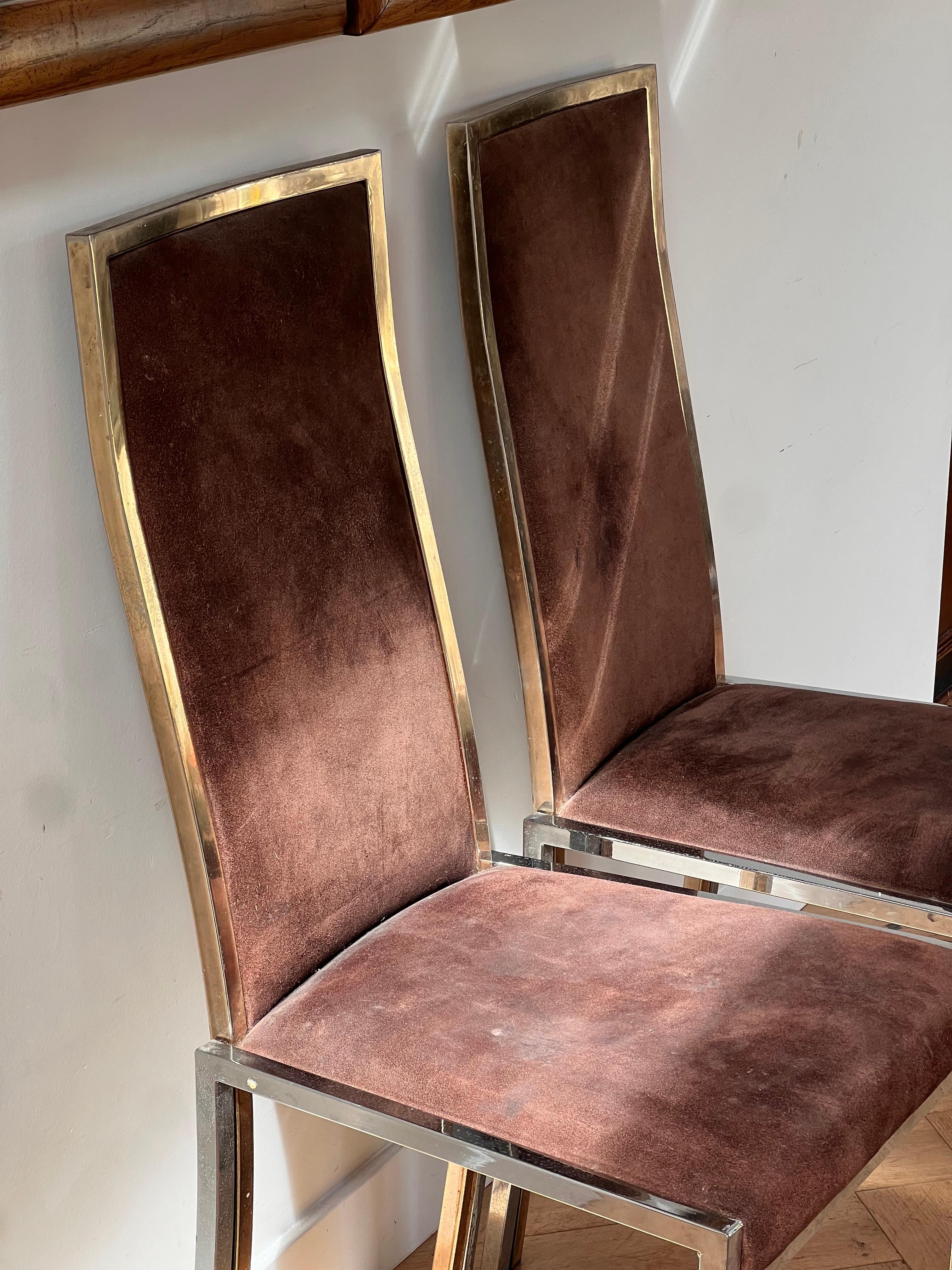 Suede A pair of chrome and suede chairs attr Milo Baughman, circa 1970