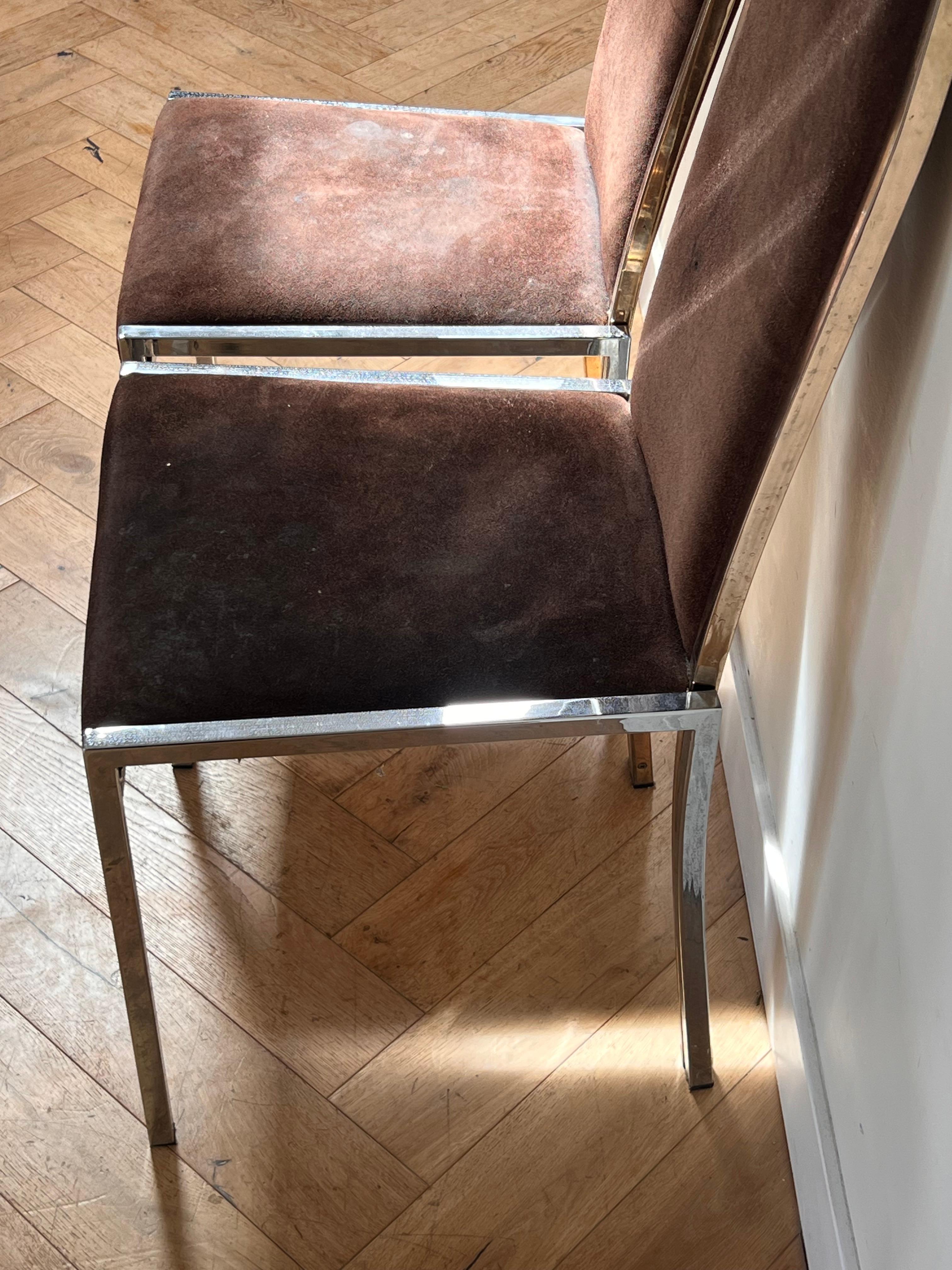 A pair of chrome and suede chairs attr Milo Baughman, circa 1970 1