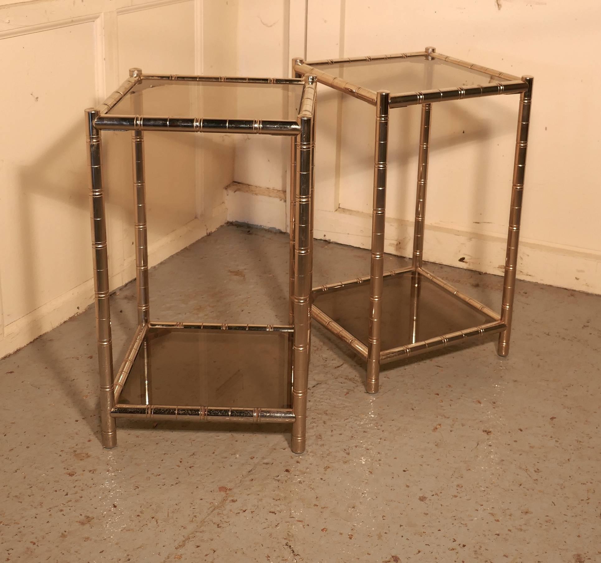 Pair of Chrome Art Deco Occasional Tables or Bedside Tables In Good Condition In Chillerton, Isle of Wight