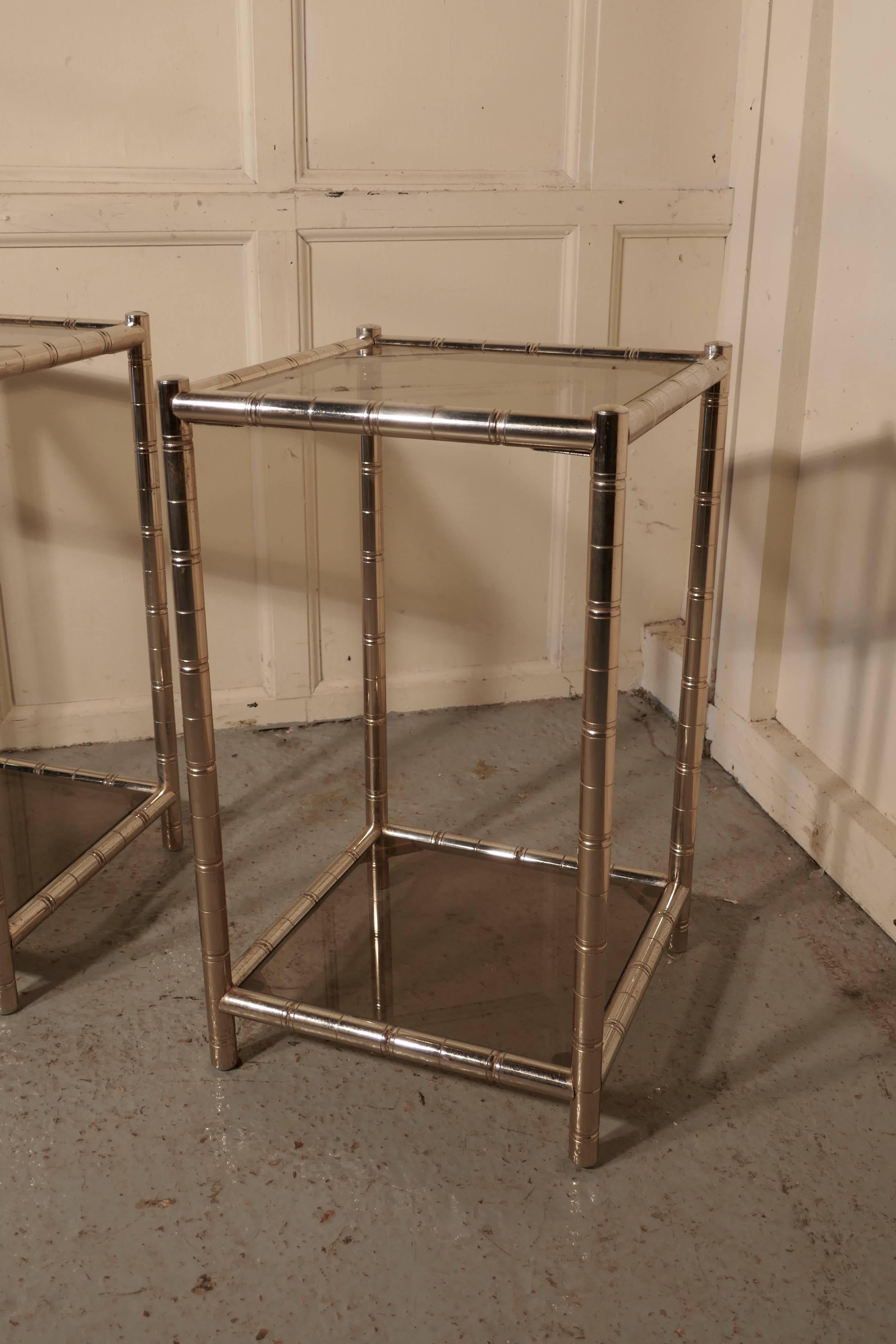Pair of Chrome Art Deco Occasional Tables or Bedside Tables 1
