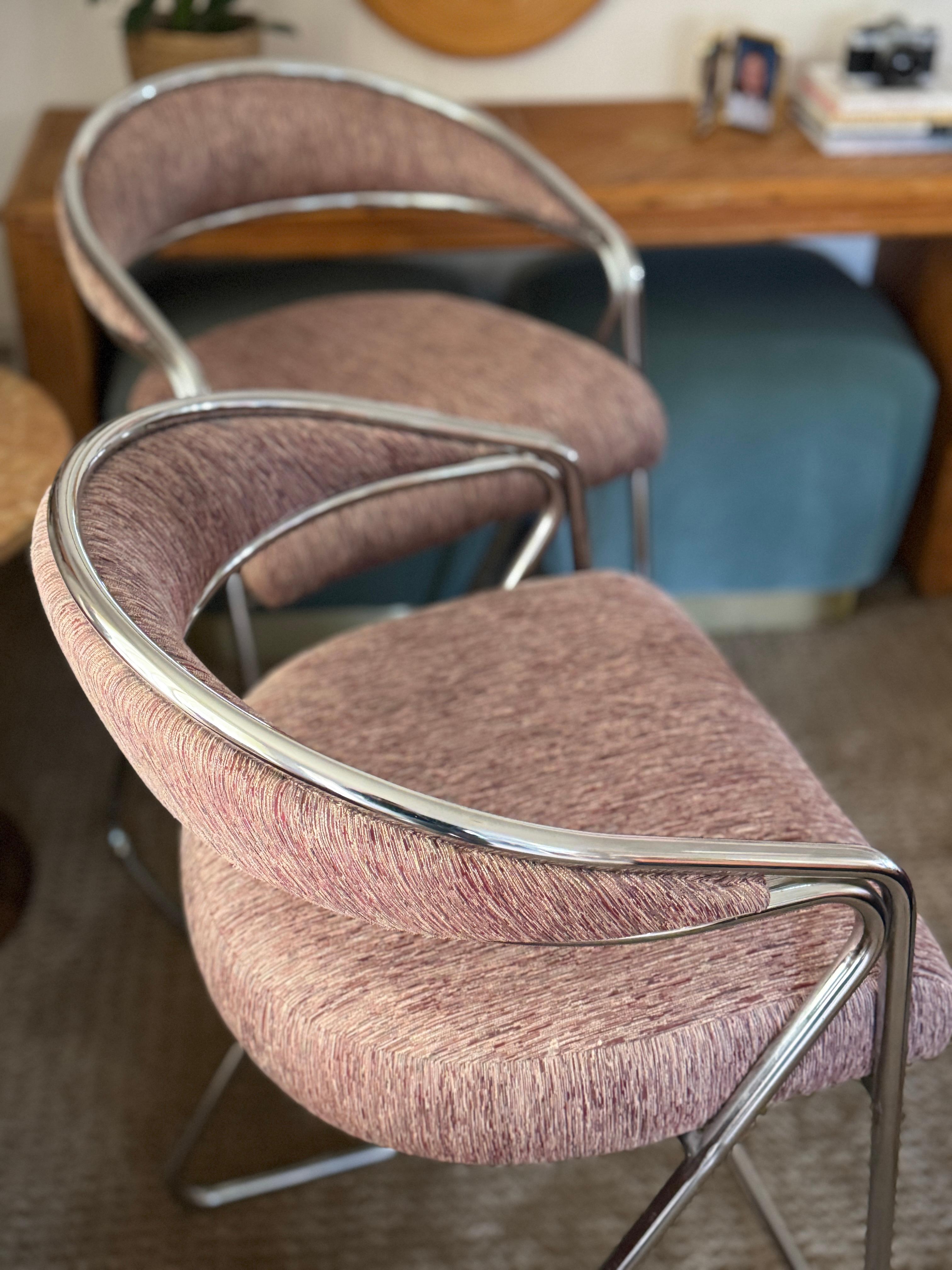 A pair of chrome bar stools attributed to Milo Baughman, circa 1970s. For Sale 5