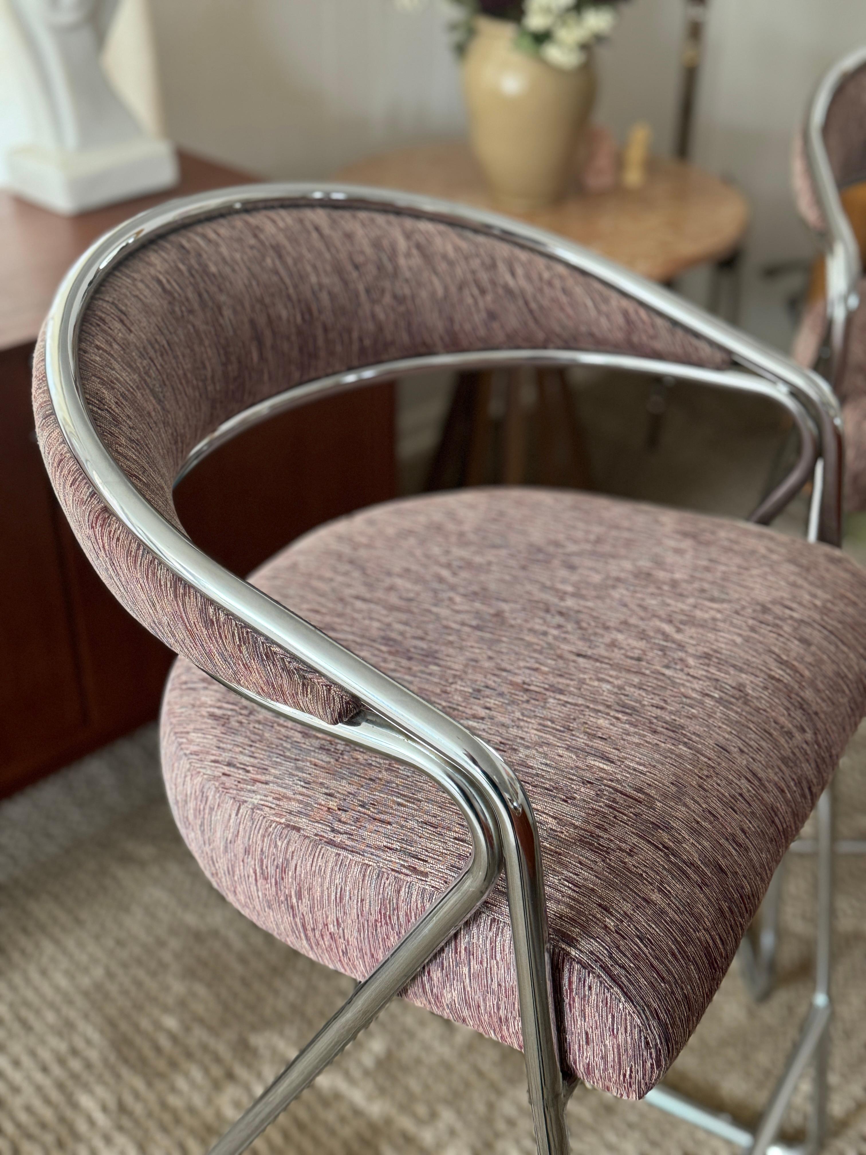 A pair of chrome bar stools attributed to Milo Baughman, circa 1970s. For Sale 7