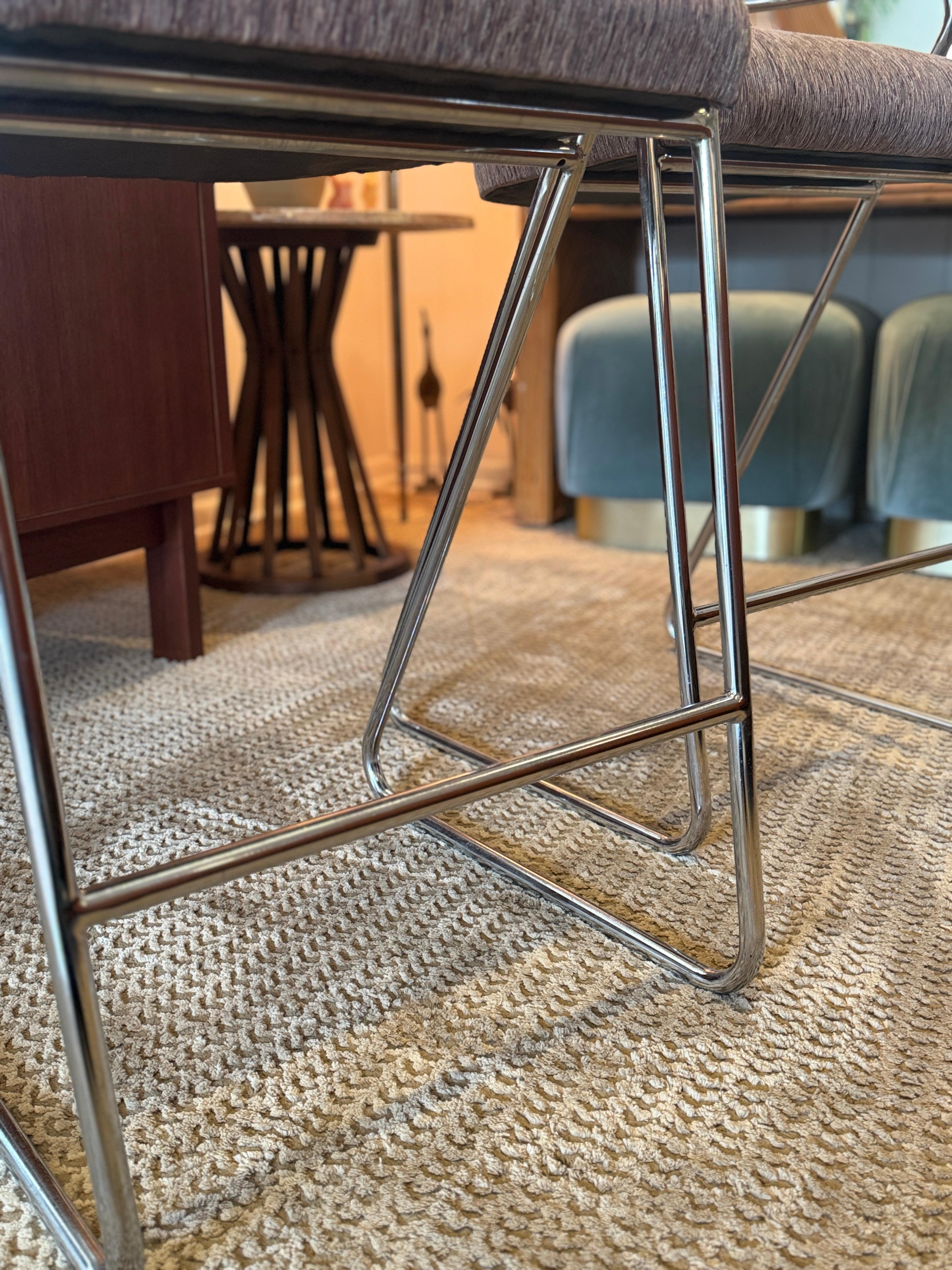 Mid-Century Modern A pair of chrome bar stools attributed to Milo Baughman, circa 1970s. For Sale
