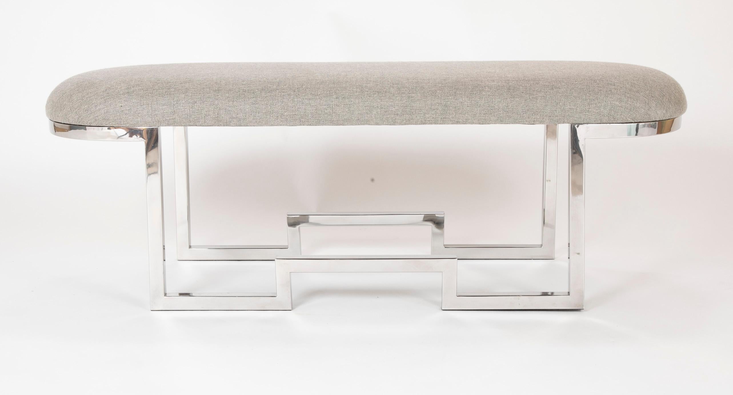 Late 20th Century Pair of Chrome Modernist Benches For Sale