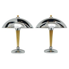 A Pair of Chromed Art Deco Style Table Lamps