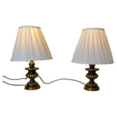 Vintage A Pair of Chunky Brass Bedside Lamps