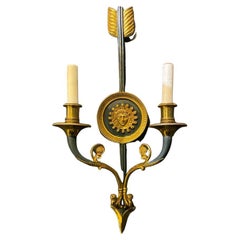 1900's French Empire Arrow Gold and Black Sconces