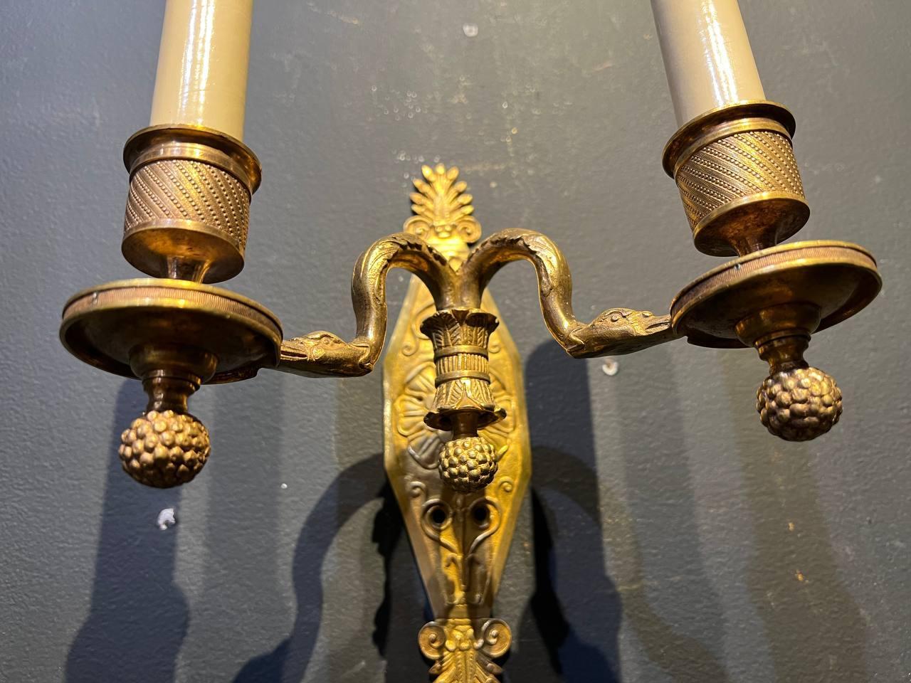 Pair of 1900's French Empire Sconces In Good Condition For Sale In New York, NY