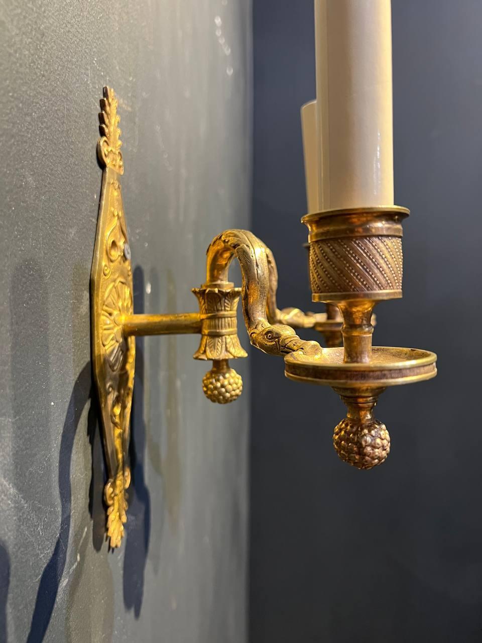 Early 20th Century Pair of 1900's French Empire Sconces For Sale