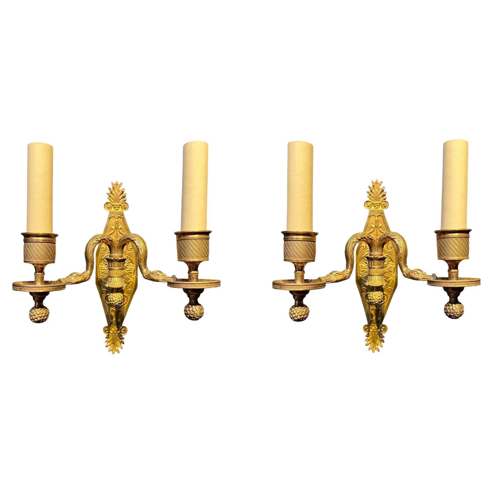 Pair of 1900's French Empire Sconces For Sale