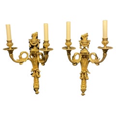 Appliques françaises des années 1900 en bronze doré avec bras torsadés