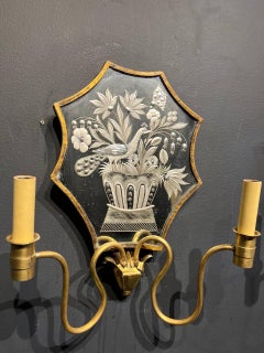 1920's Caldwell Etched Mirror Sconces