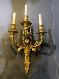 1920's Large Caldwell Bronze Sconces with Three Lights