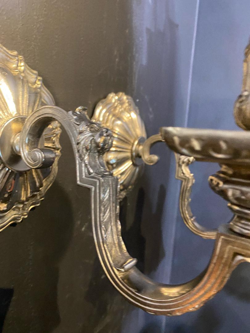 1920's Caldwell Silver Plated One Light Sconces For Sale 2