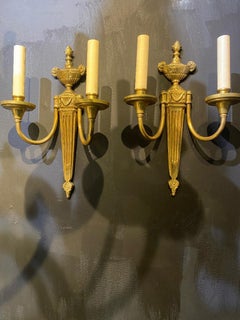 1920's Caldwell Gilt Bronze Double Lights Sconces