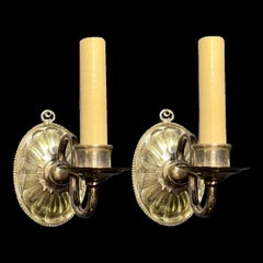 Pair of 1920's Caldwell One Light Sconces with Molded Glass