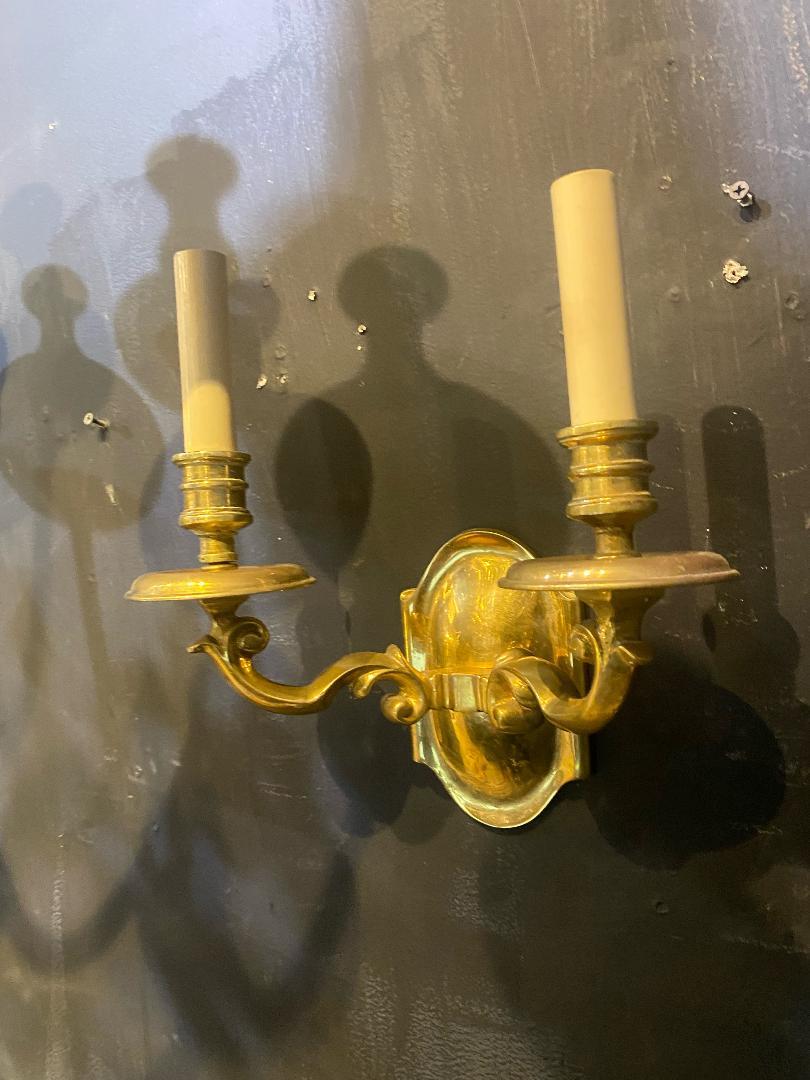 American Classical 1920's Caldwell Gilt Bronze Sconces with 2 Lights For Sale