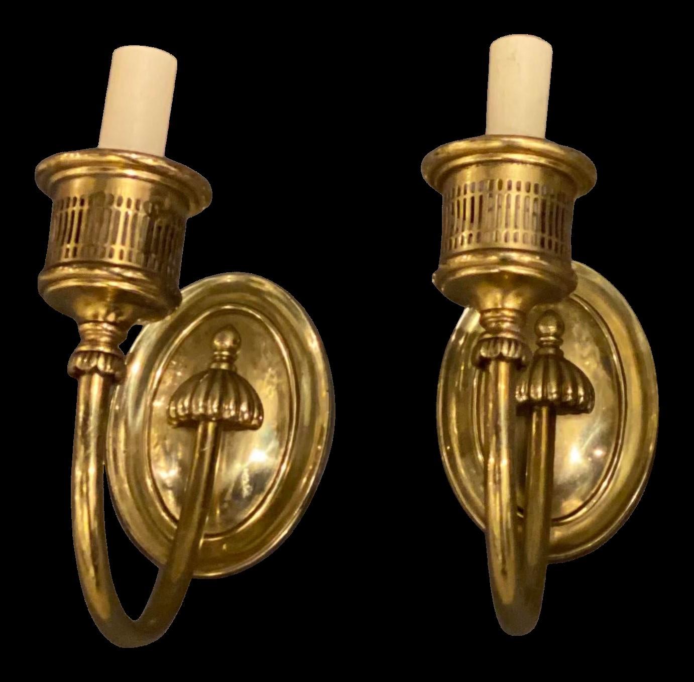 pair of circa 1920's gilt bronze Caldwell sconces with one light