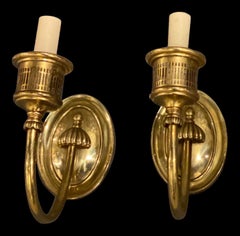 1920's Caldwell Small One Light Gilt Bronze Sconces