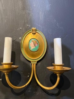 1900's Caldwell Sconces with Italian Motif Medallions
