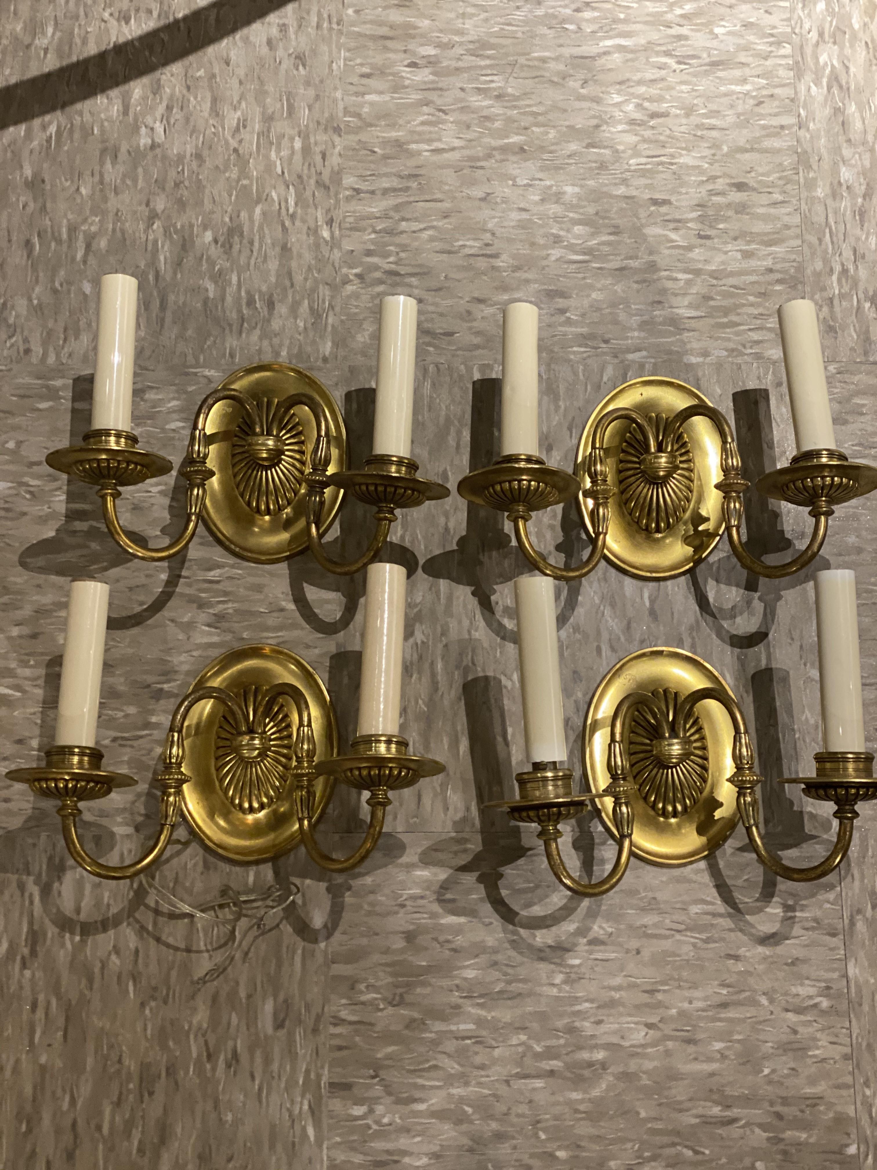 American Classical 1920's Caldwell Small Double Light Sconces For Sale