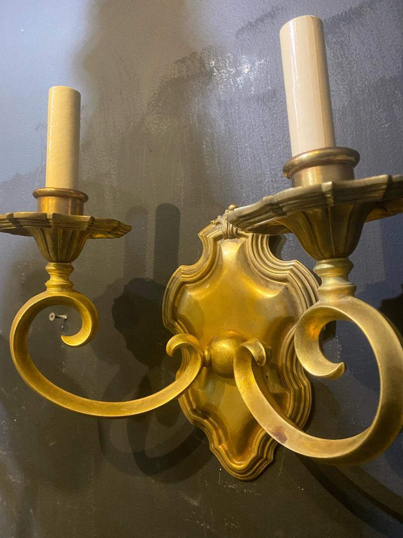 American Classical 1920's Caldwell Sconces with Scrolled Arms  For Sale