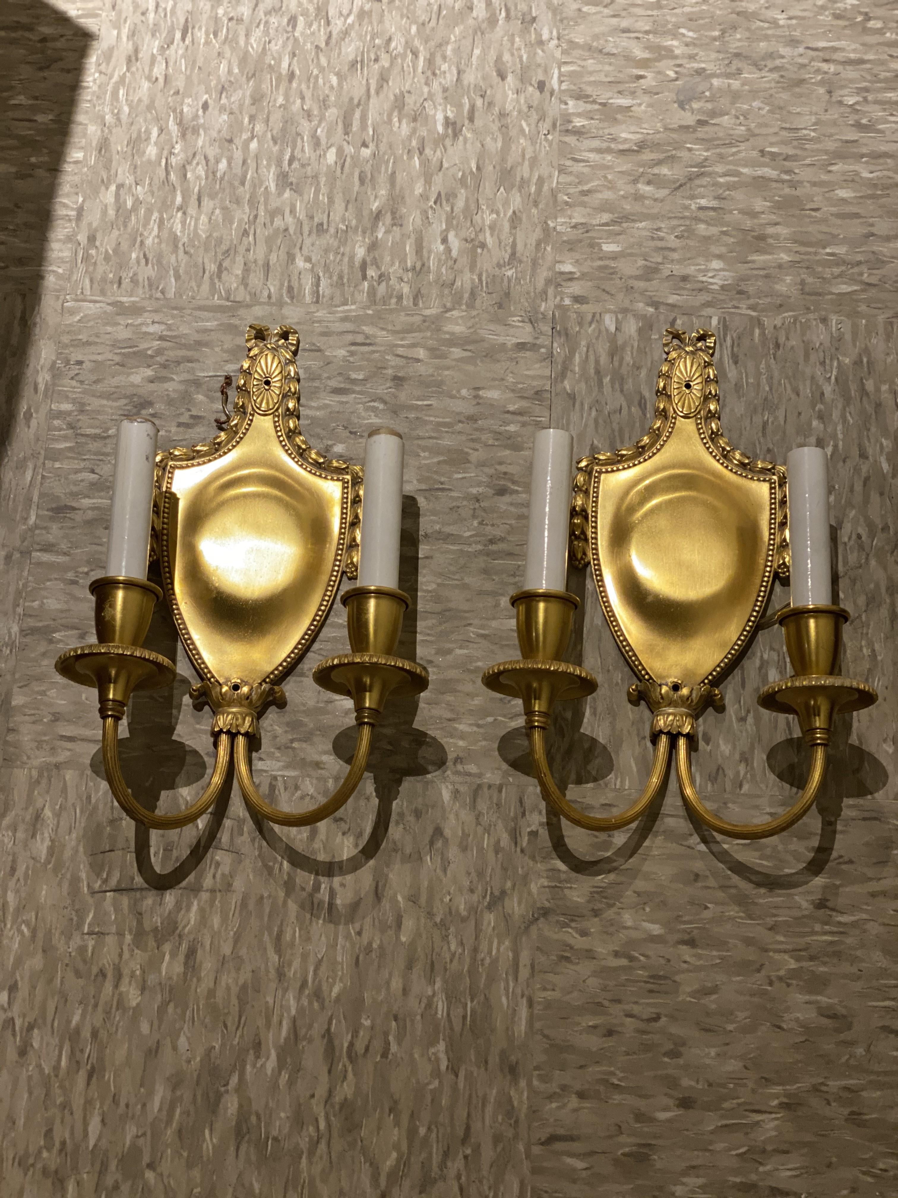 Adam Style 1920's Caldwell Neoclassic Sconces For Sale