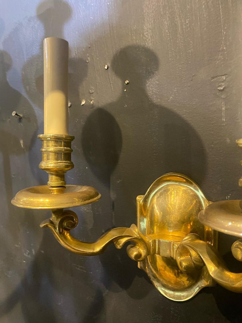 American 1920's Caldwell Gilt Bronze Sconces with 2 Lights For Sale