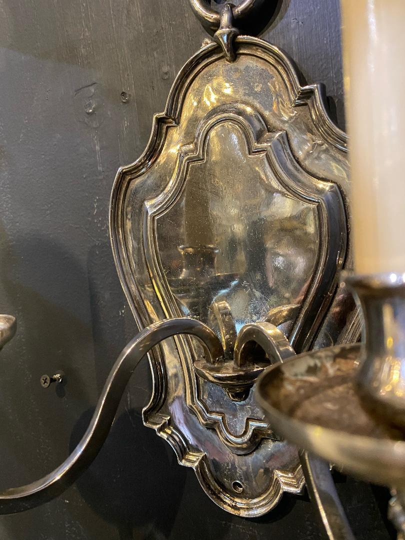 American Classical 1920's Caldwell Silver plated Sconces For Sale