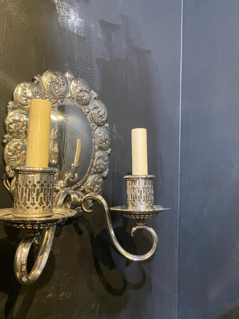American 1920's Caldwell Silver Plated Sconces For Sale