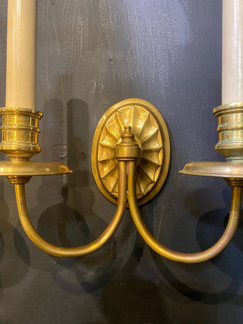 Gilt 1920's Caldwell Small Double Lights Sconces For Sale