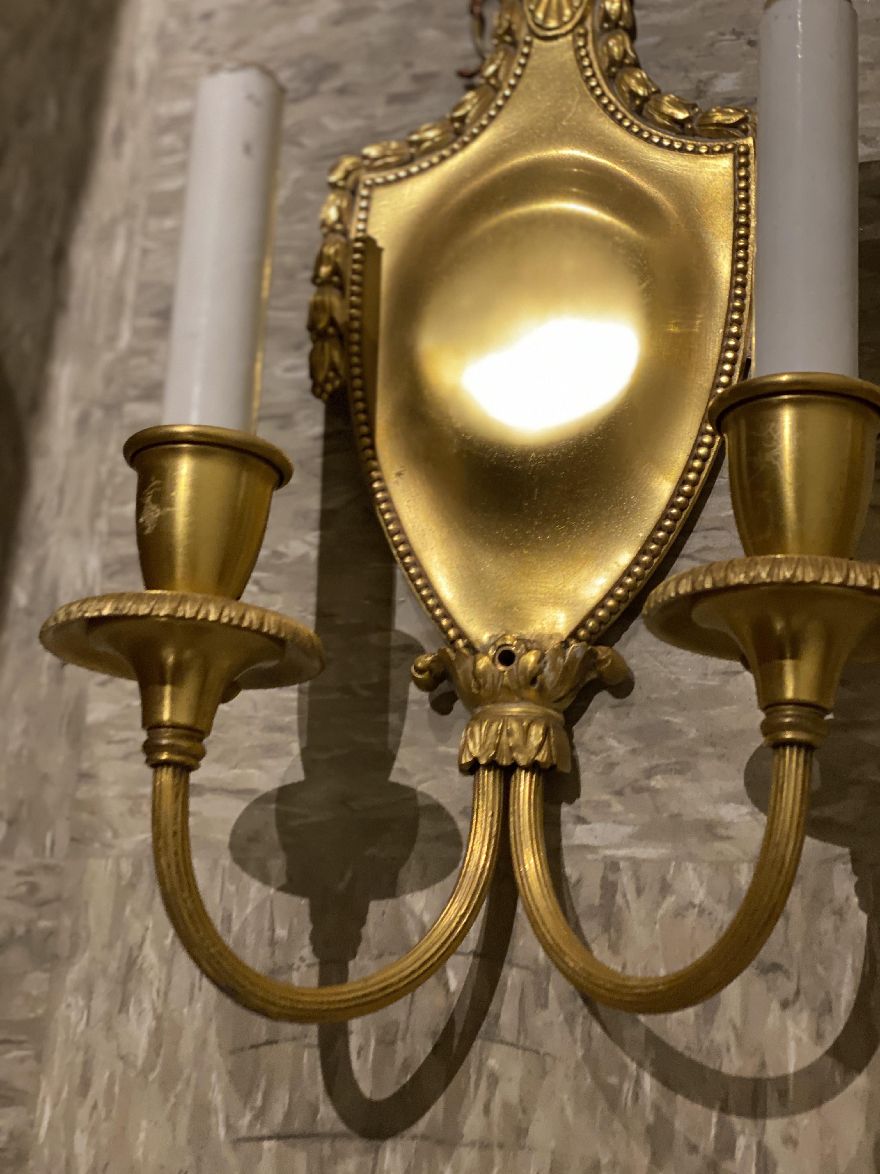 Gilt 1920's Caldwell Neoclassic Sconces For Sale
