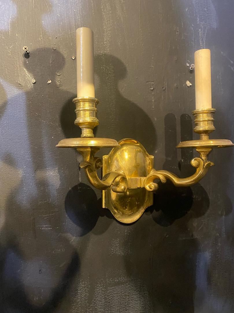 Early 20th Century 1920's Caldwell Gilt Bronze Sconces with 2 Lights For Sale