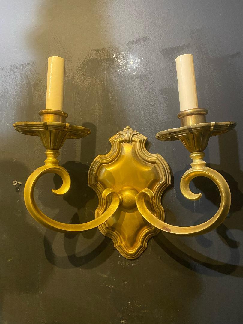1920's Caldwell Sconces with Scrolled Arms  In Good Condition For Sale In New York, NY