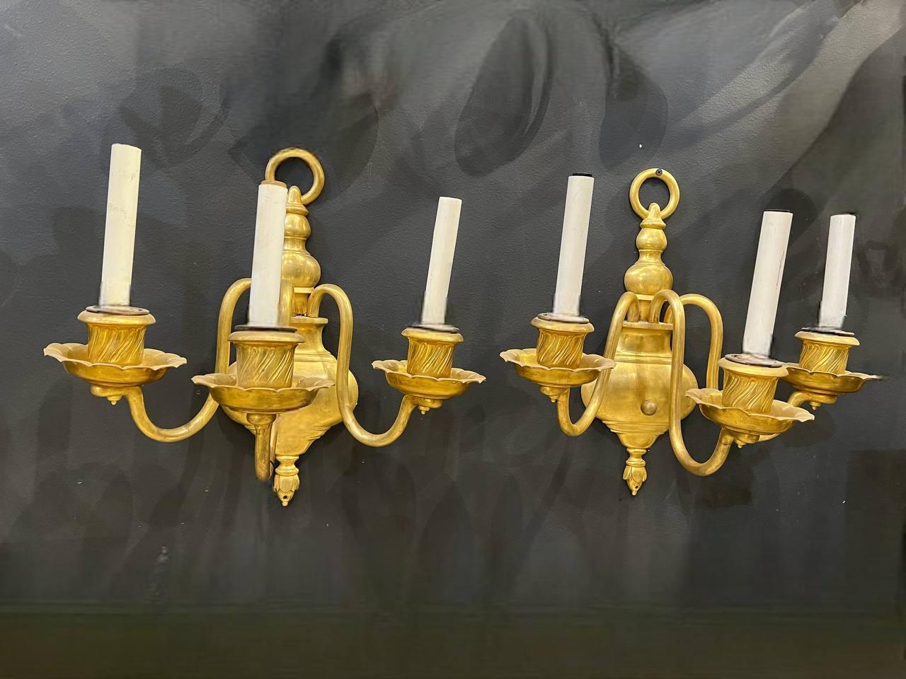 1920's Caldwell Sconces with Three Lights In Good Condition For Sale In New York, NY