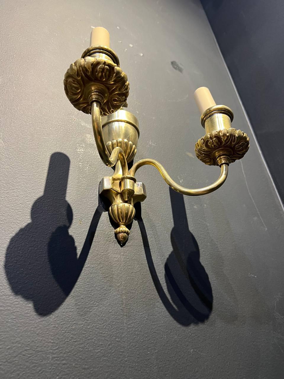 Early 20th Century Pair of 1920's Caldwell Small Gilt Bronze Sconces For Sale