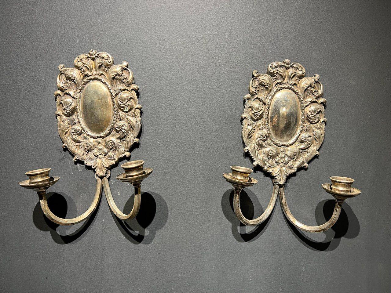 1920's Caldwell Silver Plated Sconces with Waves design In Good Condition For Sale In New York, NY