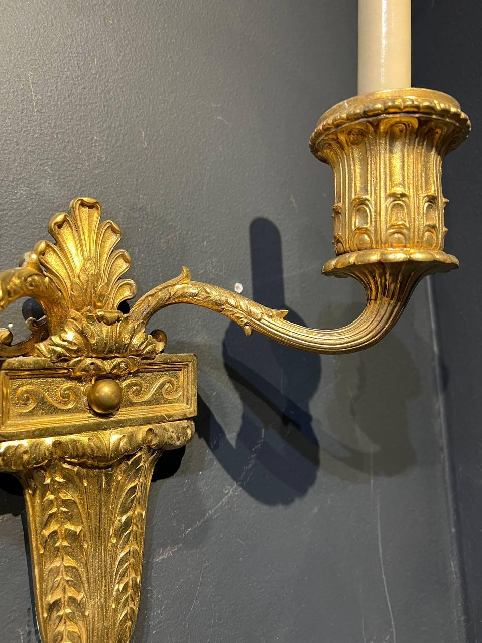 Bronze 1920's Caldwell American Classical Double Light Sconces For Sale
