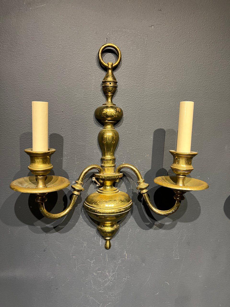 Pair of 1920's Caldwell Brown Patinated Bronze Sconces For Sale 1