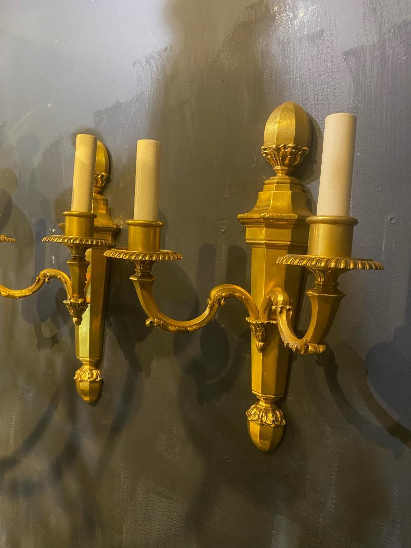 Early 20th Century 1920's Caldwell Gilt Bronze Sconces For Sale