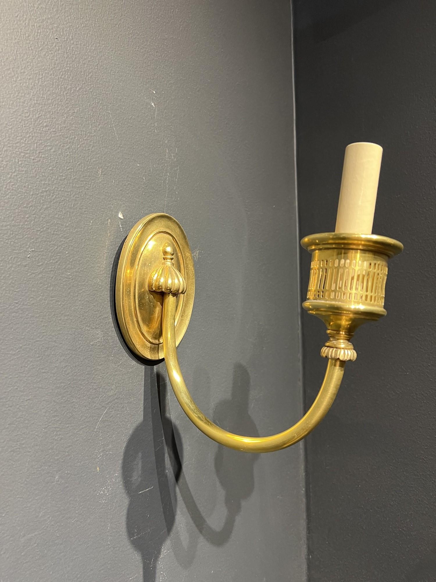 1920's Caldwell Small One Light Gilt Bronze Sconces For Sale 2