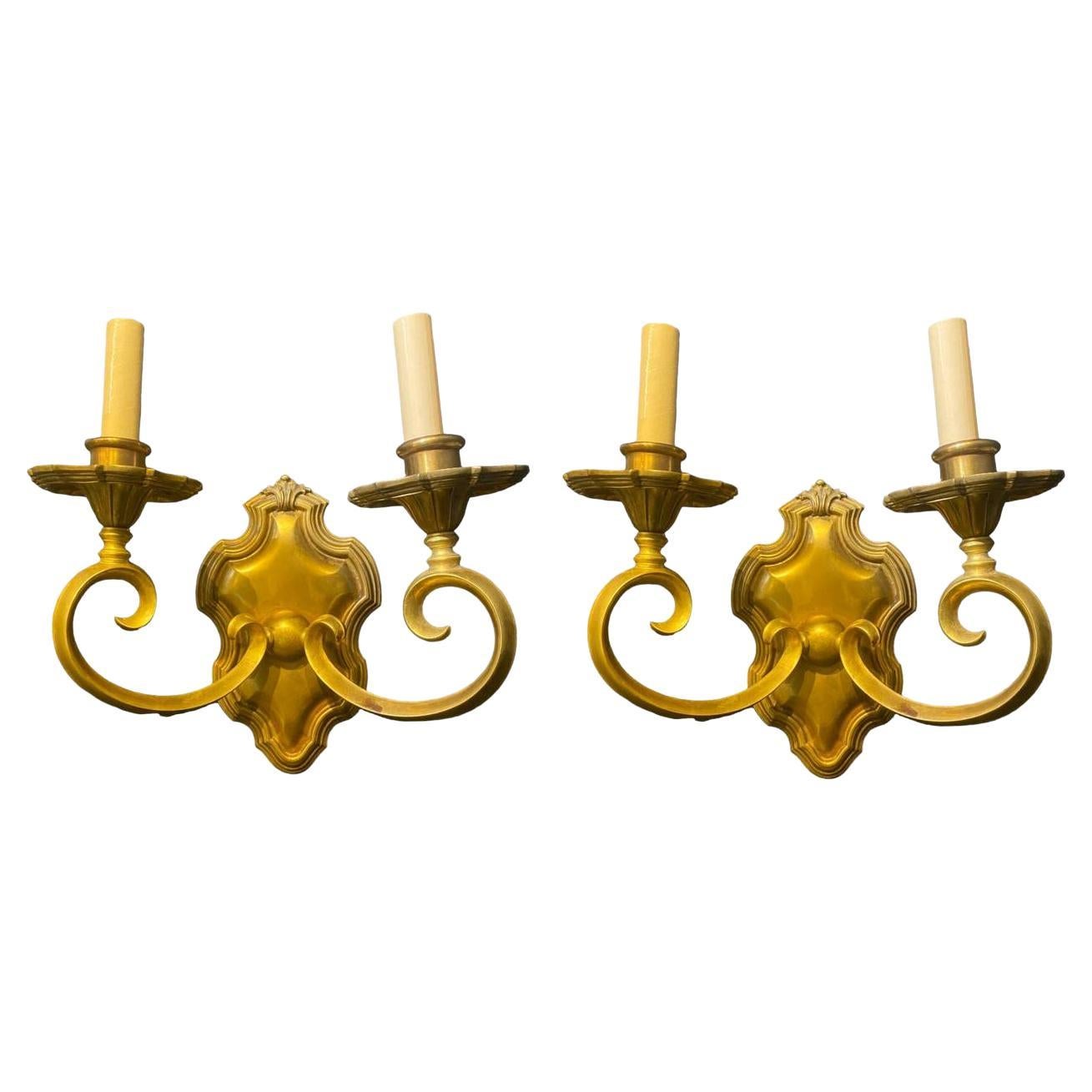 1920's Caldwell Sconces with Scrolled Arms  For Sale